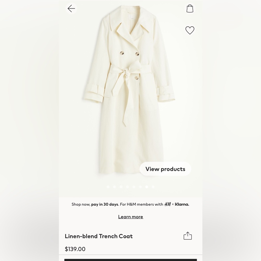 NWT H&M Studio Linen Trench Coat size S